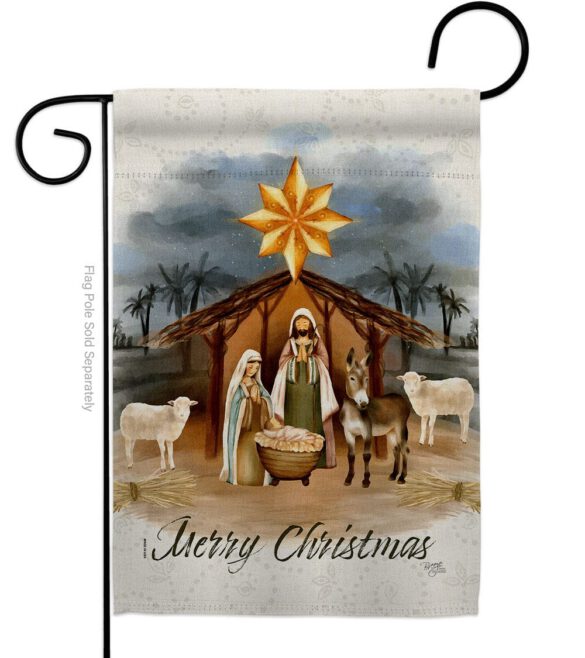 Birth of Jesus - Nativity Winter Vertical Impressions Decorative Flags HG114238 Made In USA