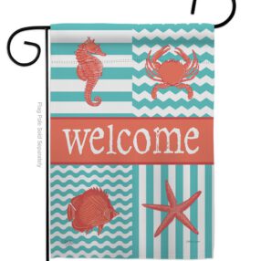 Coastal Collage - Nautical Coastal Vertical Impressions Decorative Flags HG107004 Made In USA