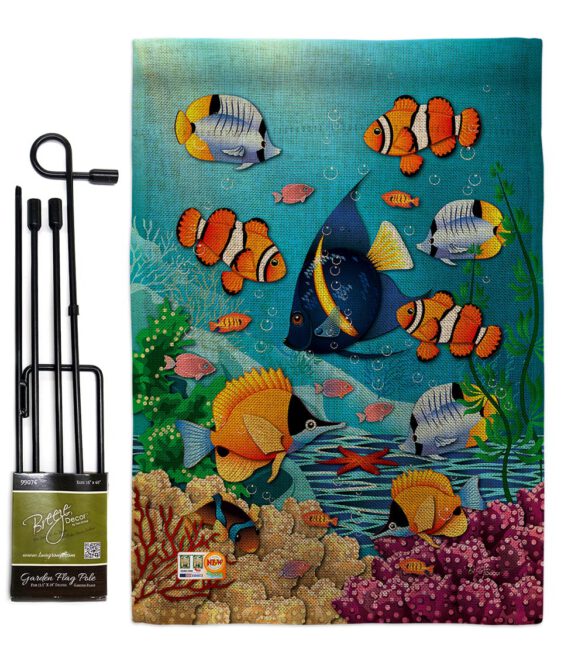 Coral Life - Nautical Coastal Vertical Impressions Decorative Flags HG107030 Made In USA - Image 9