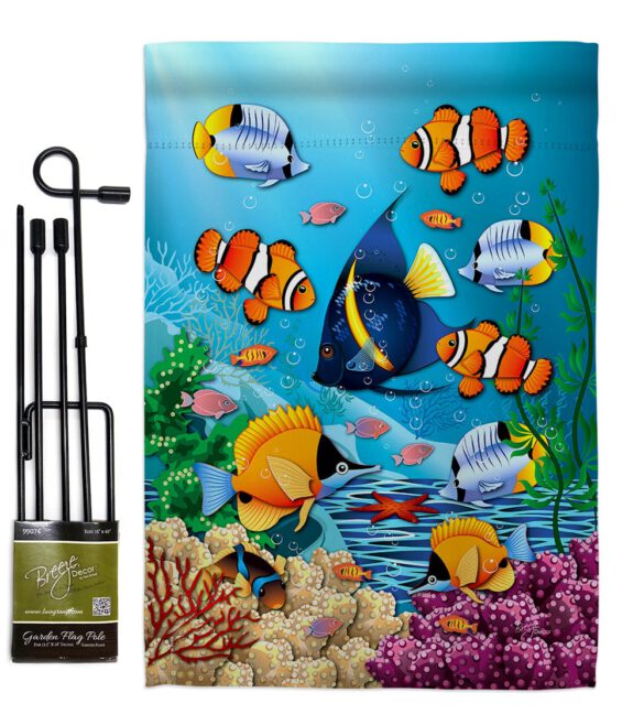 Coral Life - Nautical Coastal Vertical Impressions Decorative Flags HG107030 Made In USA - Image 4