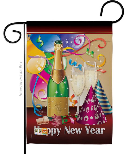 Happy New Year - New Year Winter Vertical Impressions Decorative Flags HG116008 Made In USA