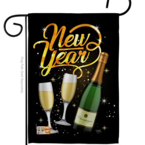 Cheers To Happy New Year - New Year Winter Vertical Impressions Decorative Flags HG116012 Made In USA