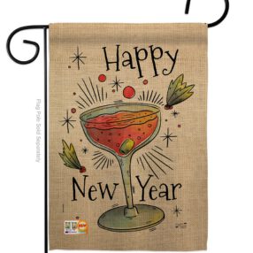 Cheers Happy New Year - New Year Winter Vertical Impressions Decorative Flags HG137120 Made In USA
