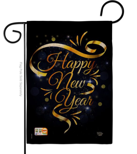 Gold Happy New Year - New Year Winter Vertical Impressions Decorative Flags HG192047 Made In USA - Image 8