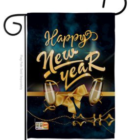 Cheerful New Year - New Year Winter Vertical Impressions Decorative Flags HG192146 Made In USA
