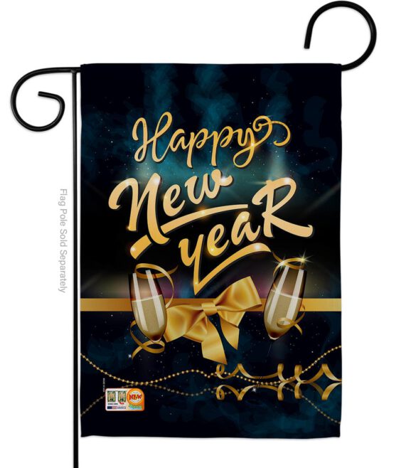 Cheerful New Year - New Year Winter Vertical Impressions Decorative Flags HG192146 Made In USA