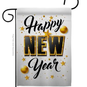 Happy New Year - New Year Winter Vertical Impressions Decorative Flags HG192295 Made In USA