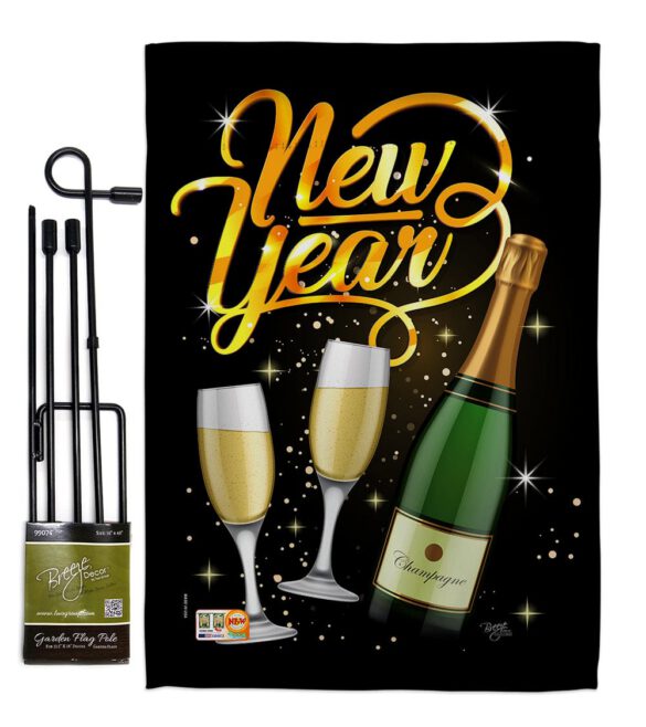 Cheers To Happy New Year - New Year Winter Vertical Impressions Decorative Flags HG116012 Made In USA - Image 4