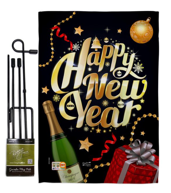 Best New Year - New Year Winter Vertical Impressions Decorative Flags HG137130 Made In USA - Image 4