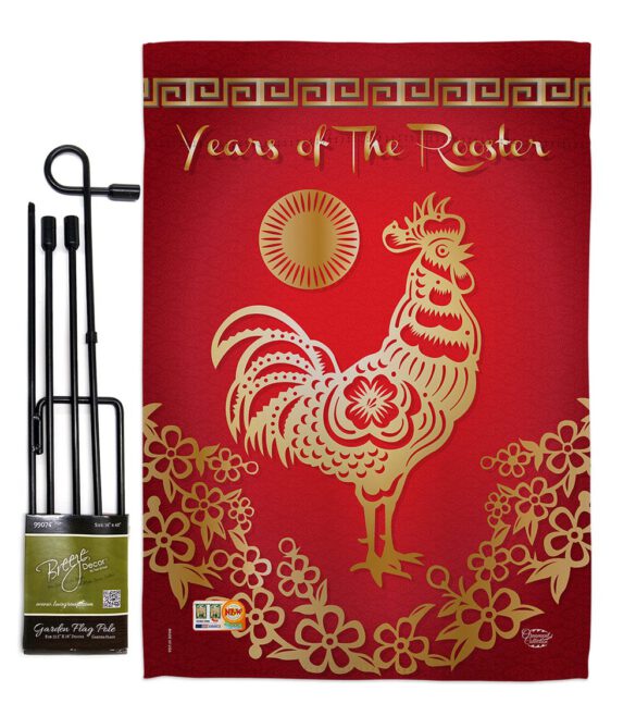 Happy New Years of the Rooster - New Year Winter Vertical Impressions Decorative Flags HG191104 Made In USA - Image 4