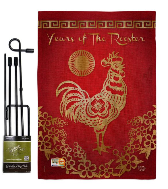 Happy New Years of the Rooster - New Year Winter Vertical Impressions Decorative Flags HG191104 Made In USA - Image 9