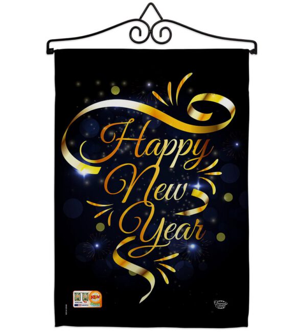 Gold Happy New Year - New Year Winter Vertical Impressions Decorative Flags HG192047 Made In USA - Image 7