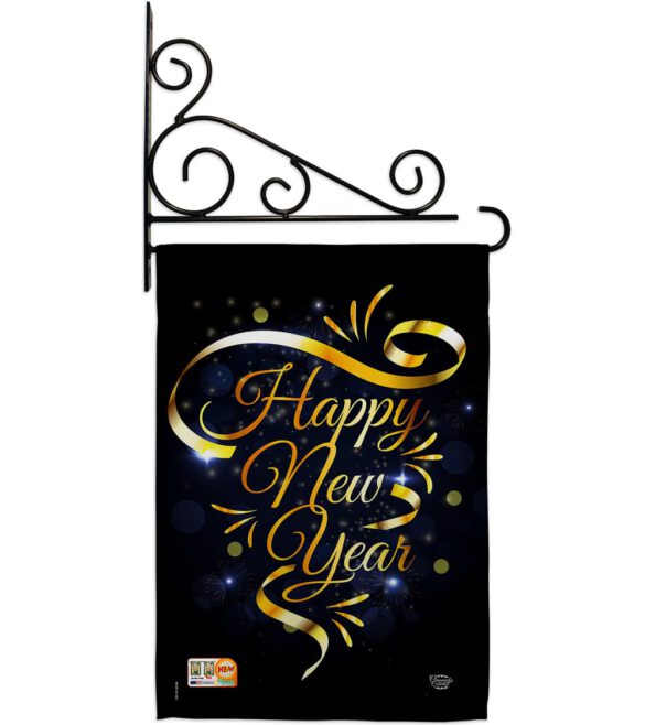 Gold Happy New Year - New Year Winter Vertical Impressions Decorative Flags HG192047 Made In USA - Image 11