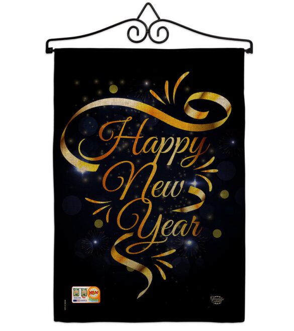 Gold Happy New Year - New Year Winter Vertical Impressions Decorative Flags HG192047 Made In USA - Image 10