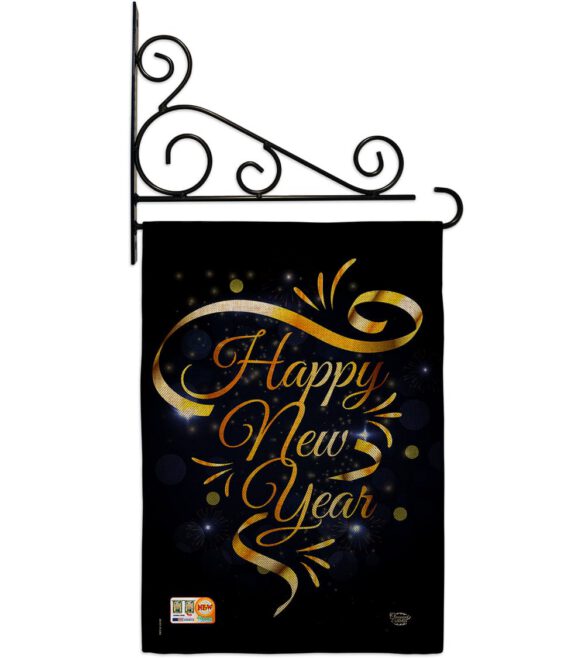 Gold Happy New Year - New Year Winter Vertical Impressions Decorative Flags HG192047 Made In USA - Image 12