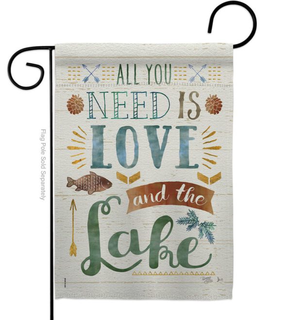 All You Need Is Love And Lake - Outdoor Nature Vertical Impressions Decorative Flags HG109050 Made In USA - Image 2