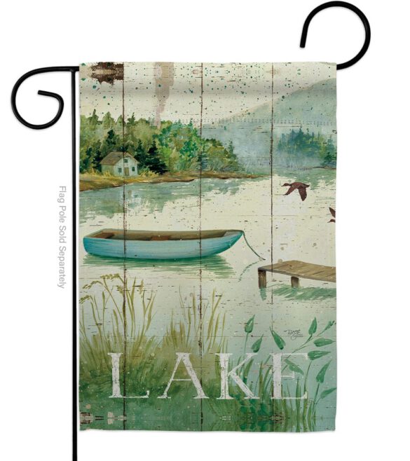At the Lakeside - Outdoor Nature Vertical Impressions Decorative Flags HG109068 Made In USA - Image 2