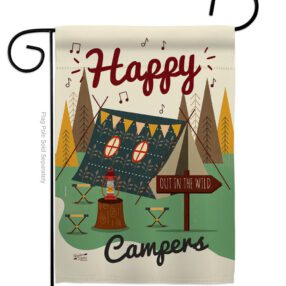 Happy Campers - Outdoor Nature Vertical Impressions Decorative Flags HG137011 Made In USA