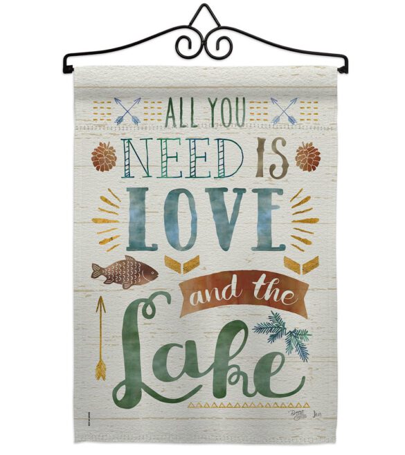 All You Need Is Love And Lake - Outdoor Nature Vertical Impressions Decorative Flags HG109050 Made In USA - Image 8