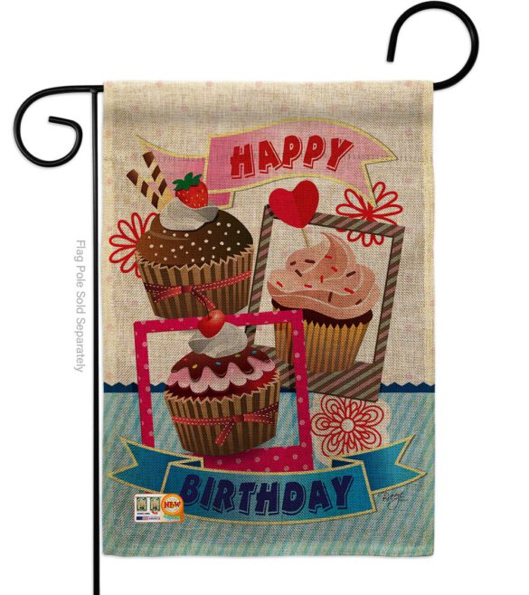Birthday Cupcake - Party & Celebration Special Occasion Vertical Impressions Decorative Flags HG115096 Made In USA - Image 8