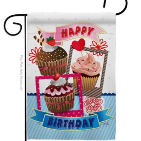 Birthday Cupcake - Party & Celebration Special Occasion Vertical Impressions Decorative Flags HG115096 Made In USA