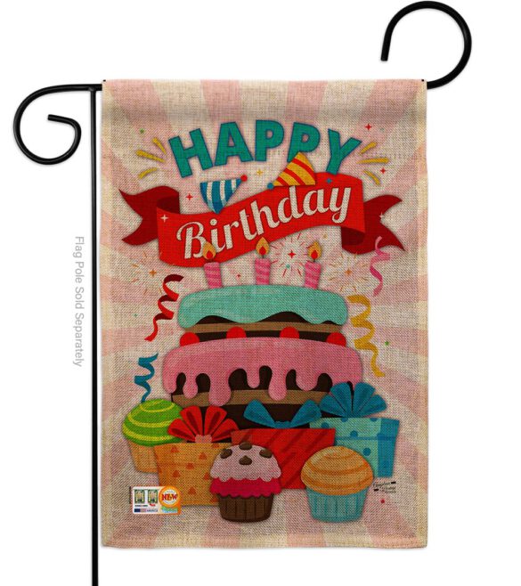 Happy Birthday Cake - Party & Celebration Special Occasion Vertical Impressions Decorative Flags HG137080 Made In USA - Image 8