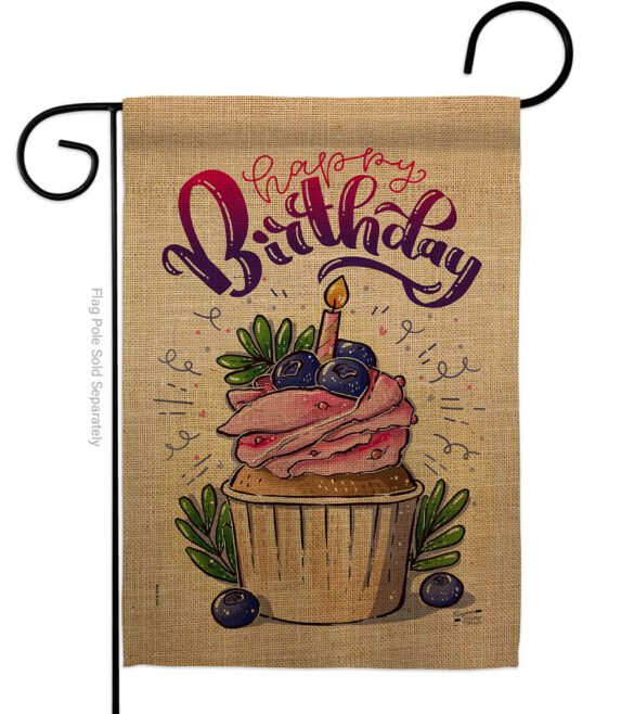 Birthday Cupcak - Party & Celebration Special Occasion Vertical Impressions Decorative Flags HG137234 Made In USA