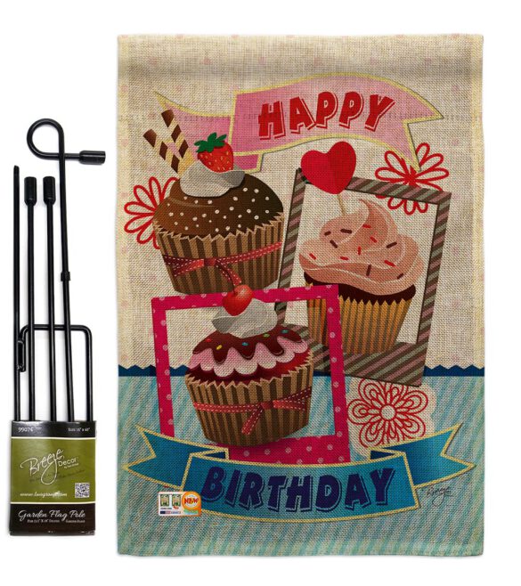 Birthday Cupcake - Party & Celebration Special Occasion Vertical Impressions Decorative Flags HG115096 Made In USA - Image 9