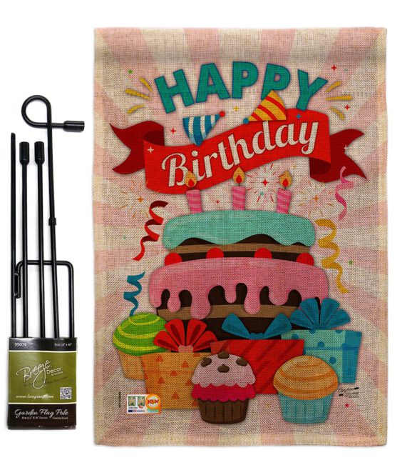 Happy Birthday Cake - Party & Celebration Special Occasion Vertical Impressions Decorative Flags HG137080 Made In USA - Image 9
