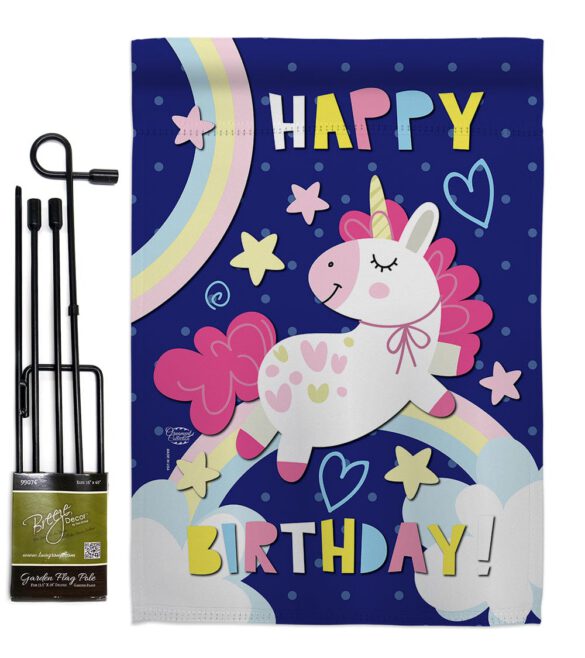 Cute Unicorn Birthday - Party & Celebration Special Occasion Vertical Impressions Decorative Flags HG192166 Made In USA - Image 4