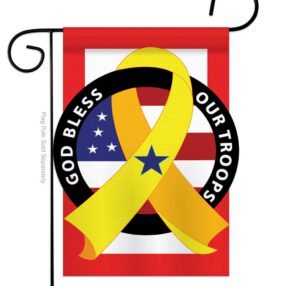God Bless Our Troops - Patriotic Americana Vertical Applique Decorative Flags HG111047