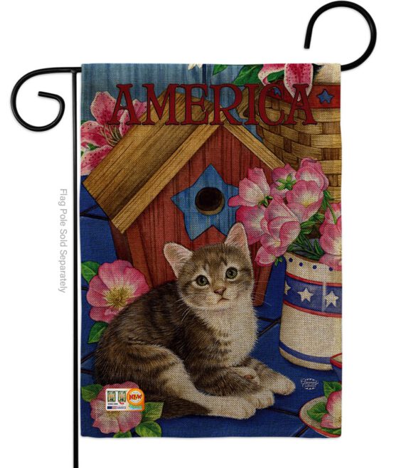 America Proud Kitten Cat - Patriotic Americana Vertical Impressions Decorative Flags HG191215 Made In USA - Image 9