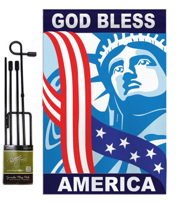 God Bless America - Patriotic Americana Vertical Applique Decorative Flags HG111046 - Image 2