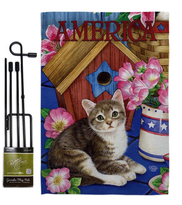 America Proud Kitten Cat - Patriotic Americana Vertical Impressions Decorative Flags HG191215 Made In USA - Image 5