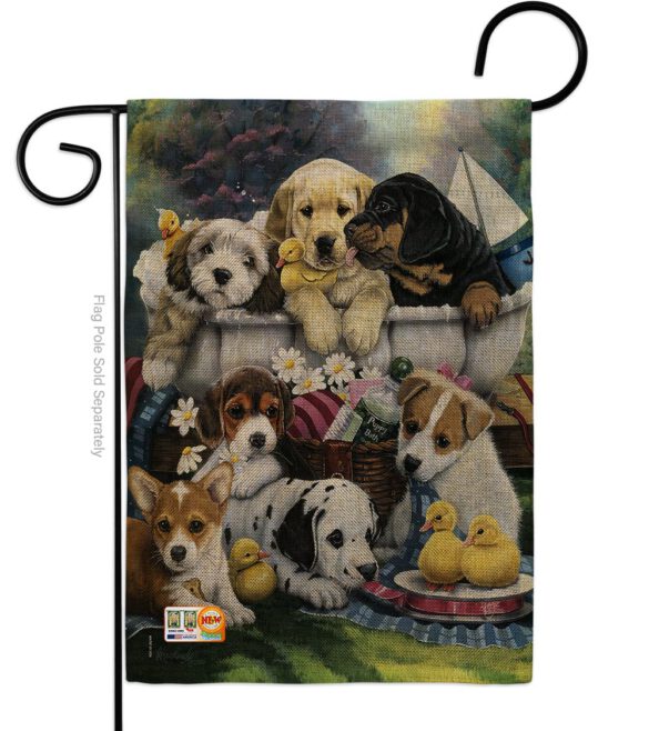 Bath Time Pups - Pets Nature Vertical Impressions Decorative Flags HG110046 Made In USA - Image 9