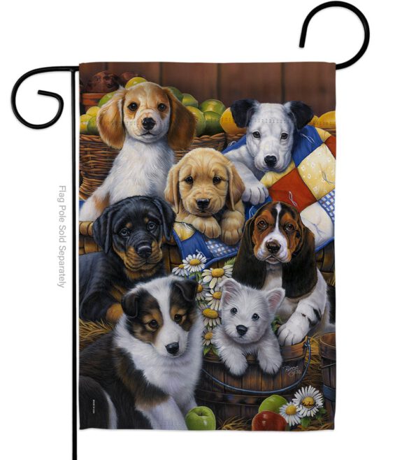 Country Bumpkin Puppies - Pets Nature Vertical Impressions Decorative Flags HG110049 Made In USA