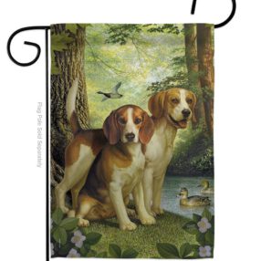 Beagles And Duck - Pets Nature Vertical Impressions Decorative Flags HG110068 Made In USA