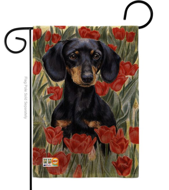 Dachsund In Tulips - Pets Nature Vertical Impressions Decorative Flags HG110080 Made In USA - Image 8