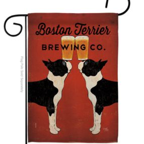 Boston Terrier Brewing - Pets Nature Vertical Impressions Decorative Flags HG110117 Made In USA