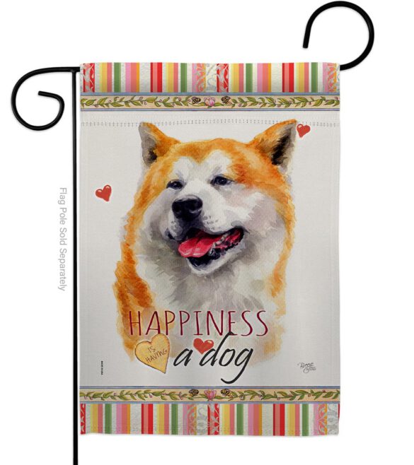 Akita Happiness - Pets Nature Vertical Impressions Decorative Flags HG110141 Made In USA - Image 2