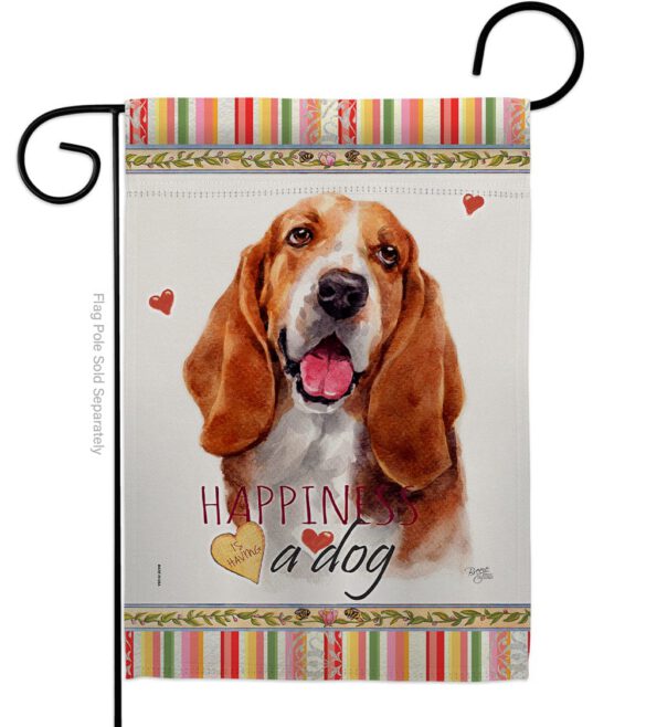 Basset Hound Happiness - Pets Nature Vertical Impressions Decorative Flags HG110149 Made In USA - Image 2