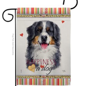 Bernese Mountain Happiness - Pets Nature Vertical Impressions Decorative Flags HG110153 Made In USA