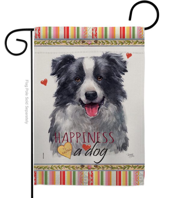 Border Collie Happiness - Pets Nature Vertical Impressions Decorative Flags HG110158 Made In USA