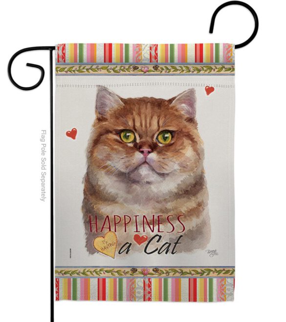 British Short Hair Happiness - Pets Nature Vertical Impressions Decorative Flags HG110161 Made In USA