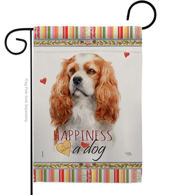 Cavalier King Spaniel Happiness - Pets Nature Vertical Impressions Decorative Flags HG110164 Made In USA