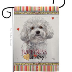 Bichon Frise Happiness - Pets Nature Vertical Impressions Decorative Flags HG110184 Made In USA