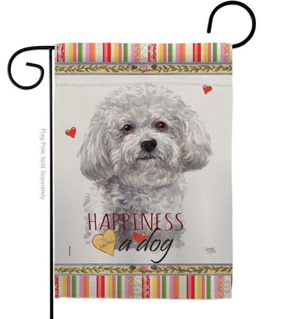 Bichon Frise Happiness - Pets Nature Vertical Impressions Decorative Flags HG110184 Made In USA