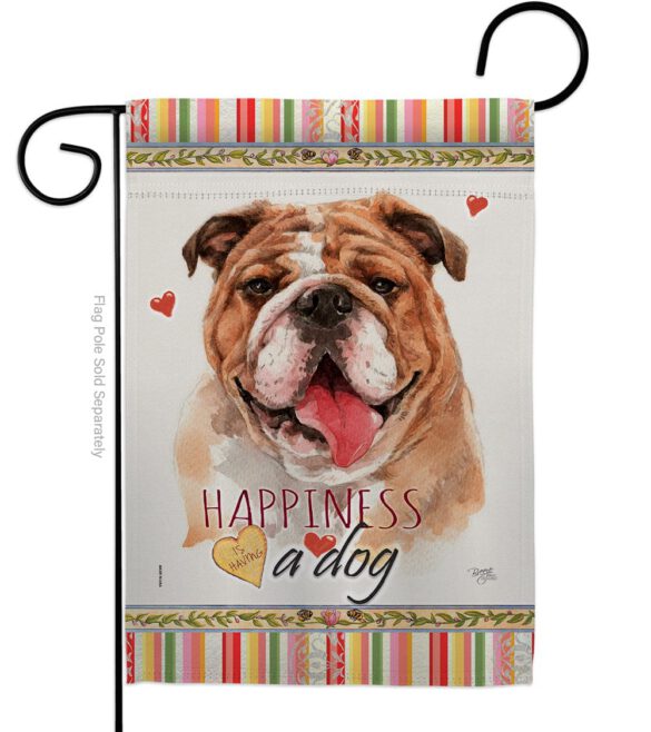 Bulldog Happiness - Pets Nature Vertical Impressions Decorative Flags HG110188 Made In USA