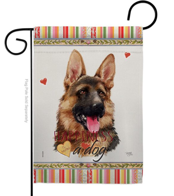 German Shepherd Happiness - Pets Nature Vertical Impressions Decorative Flags HG110190 Made In USA