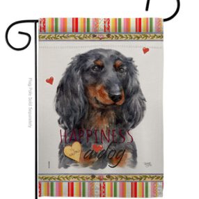 Blue Long Hair Dachshund Happiness - Pets Nature Vertical Impressions Decorative Flags HG110251 Made In USA
